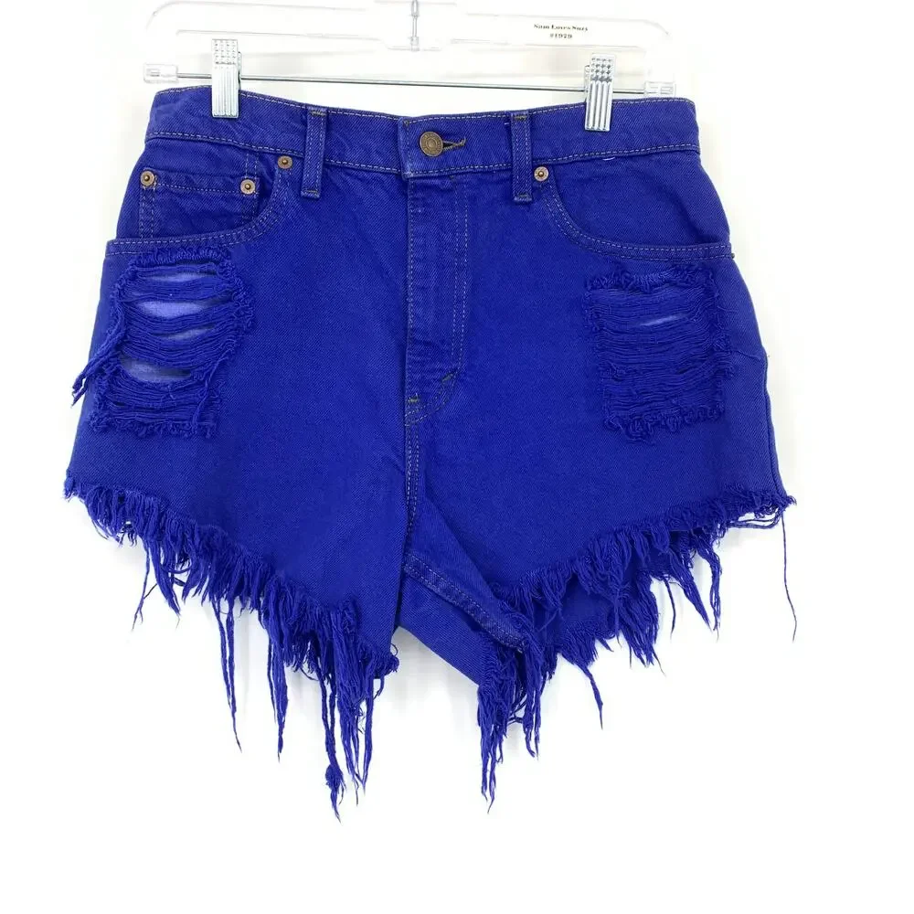 Vintage Levis Overdyed Denim Cut Off Shorts Womens Size 28